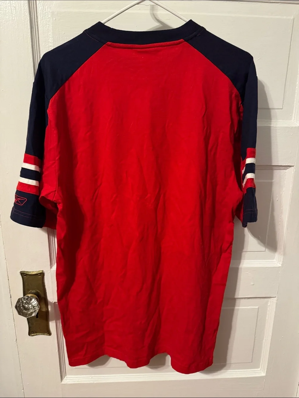 Reebok Men’s Red & Navy New England Patriots Short Sleeve Tee - Picture 3 of 5
